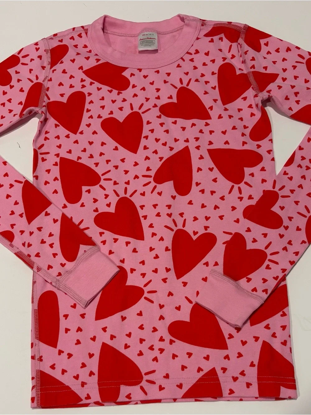 Hanna Anderson Girls Valentine's Long Sleeve Pajama Top Size 12